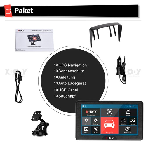 XGODY 7-calowy GPS 16GB + 256MB Samochód osobowy Ciężarówka Urządzenie nawigacyjne Nawigacja 2024 3D Mapy UE - Zdjęcie 12 z 12