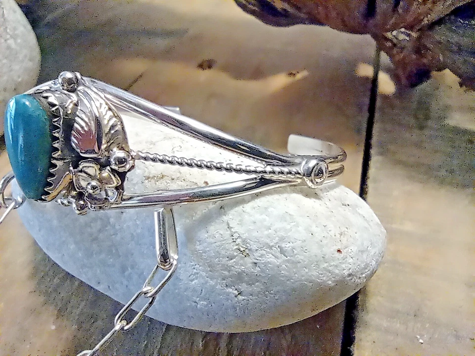 Original Indianerschmuck Türkis Armspange -  Slave Armreif 925 Sterling Silber - Bild 4 von 4