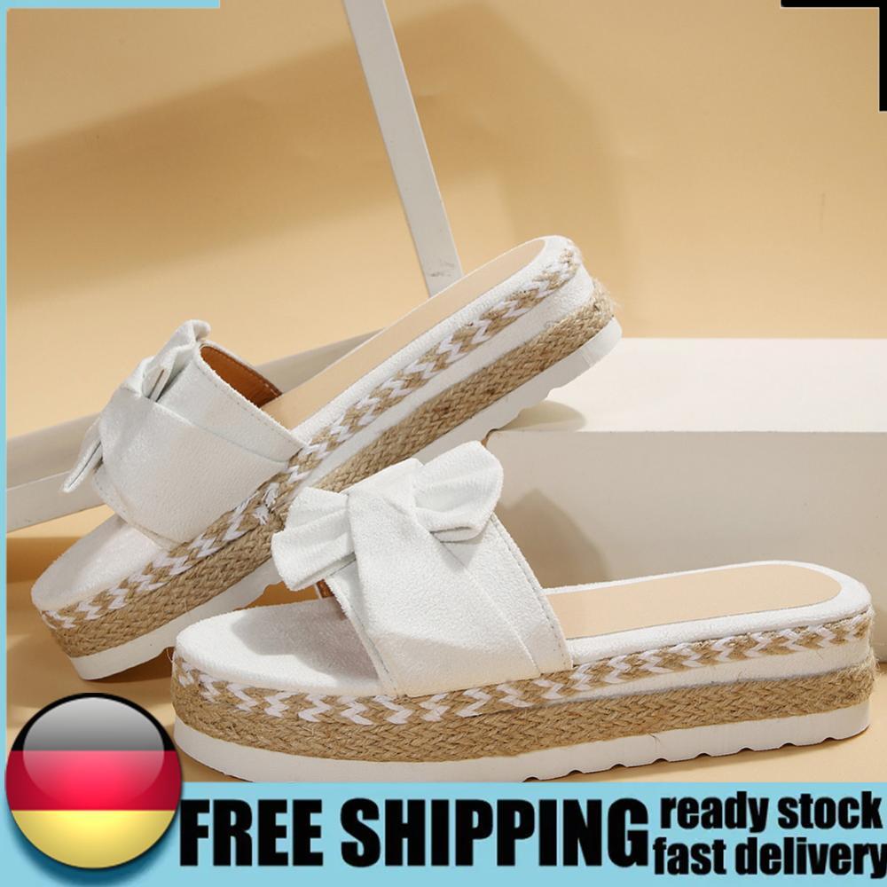 APL Ciabatta donna antiscivolo fiocco zeppe plateau per interno esterno (36 bianco)