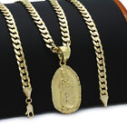 Pendant 6mm Cuban Chain Necklace Mens 18k Gold Plated Guadalupe Hip-Hop