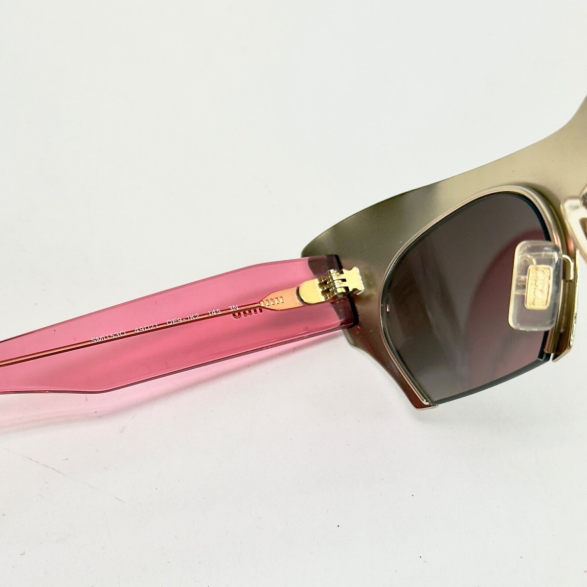 MIU MIU RASOIR 53O Sunglasses Cat Eye Brushed Gold Pink