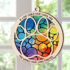 Dog Cat Memorial Ornament for Pet Memorial Suncatcher Gifts 3.4" x 3.4" Sympathy