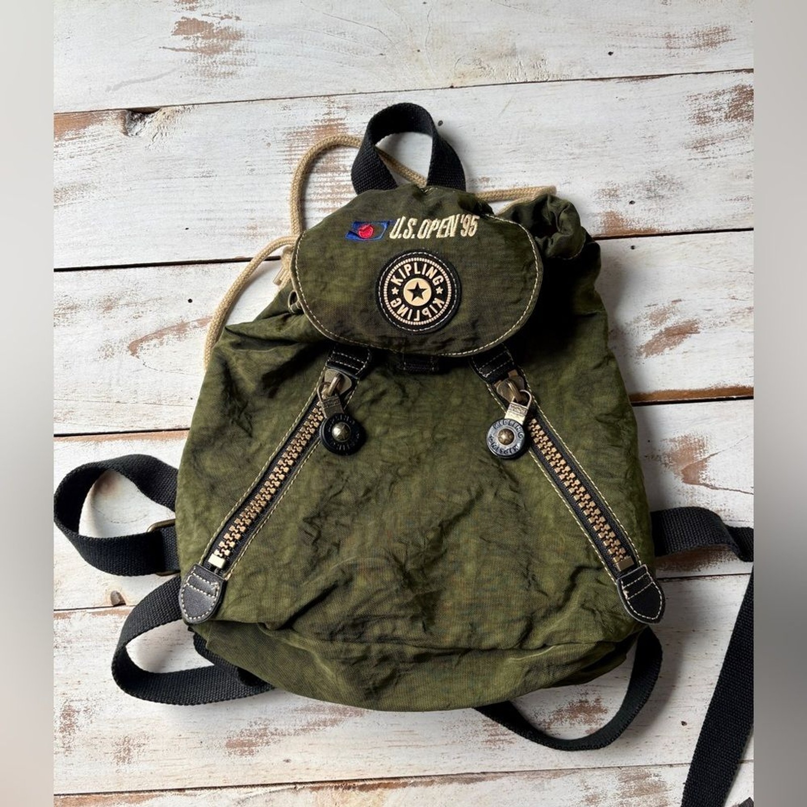 KIPLING vintage drawstring mini backpack crinkle … - image 6