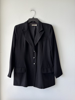 VTG Walter Blazer Black Metallic Stripe Womens 10 Office 90s Minimalist USA
