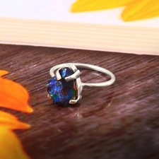Black Opal Gemstone 925 Sterling Silver Ring Handmade Jewelry Gift For Valentine