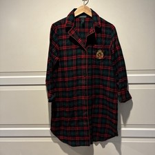 Lauren Ralph Lauren Red Green Plaid Cotton Nightgown Shirt Womens Size M