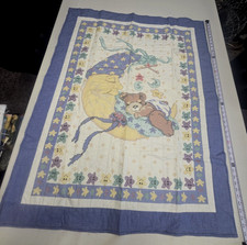 Handmade Baby Quilt Crib Blanket Blue Moon Sleeping Bear NEW