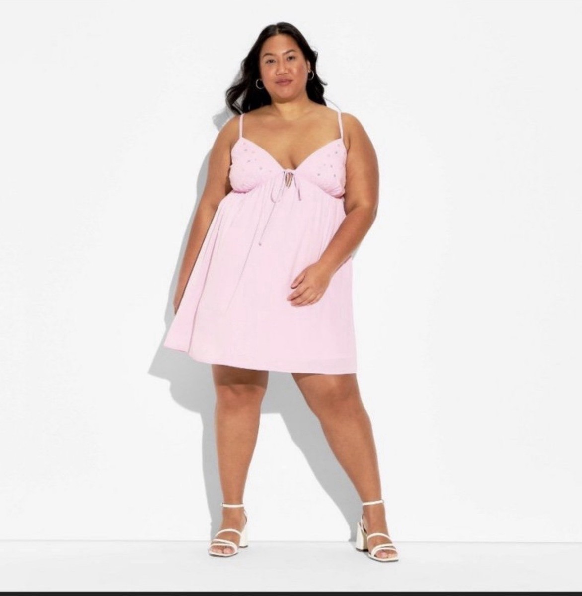 strapless open back dress Flowy A-Line V-Neck Pink Floral Tulle Bridesmaid Dresses