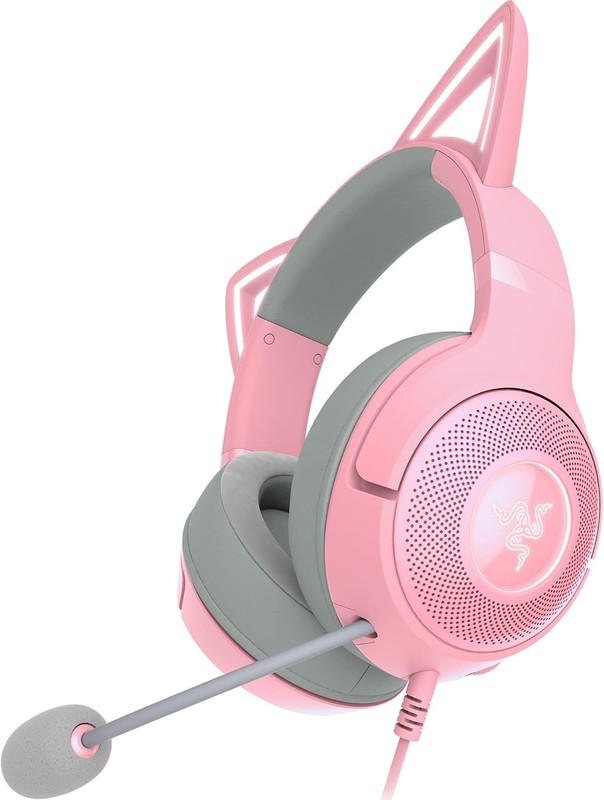 Razer Kraken Kitty V2 Wired RGB Headset Quartz Pink 7.1 Surround Kitty Ears Mic