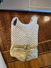 Vintage Barbie Casey Doll Gold Bathing Suit Nice