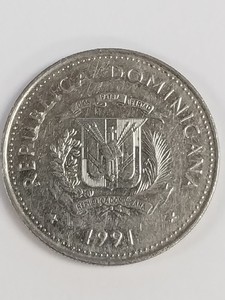 1991 Dominican Republic 25 Centavos Coin Republica Dominica Veinticinco