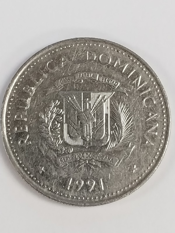 1991 Dominican Republic 25 Centavos Coin Republica Dominica Veinticinco