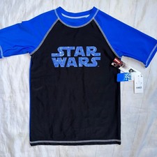 NWT Boys L Star Wars Swim Shirt The Force Awakens Rash Guard Swim Shirt UPF 50 
