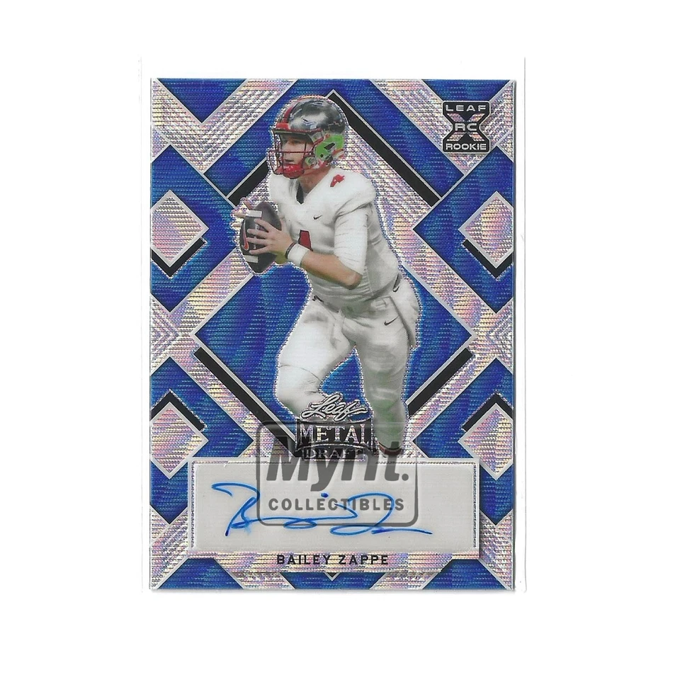 2022 Leaf Metal Draft Bailey Zappe Auto RC Blue Wave /25 XRC BA-BZ1 Kansas City - Image 2 of 4