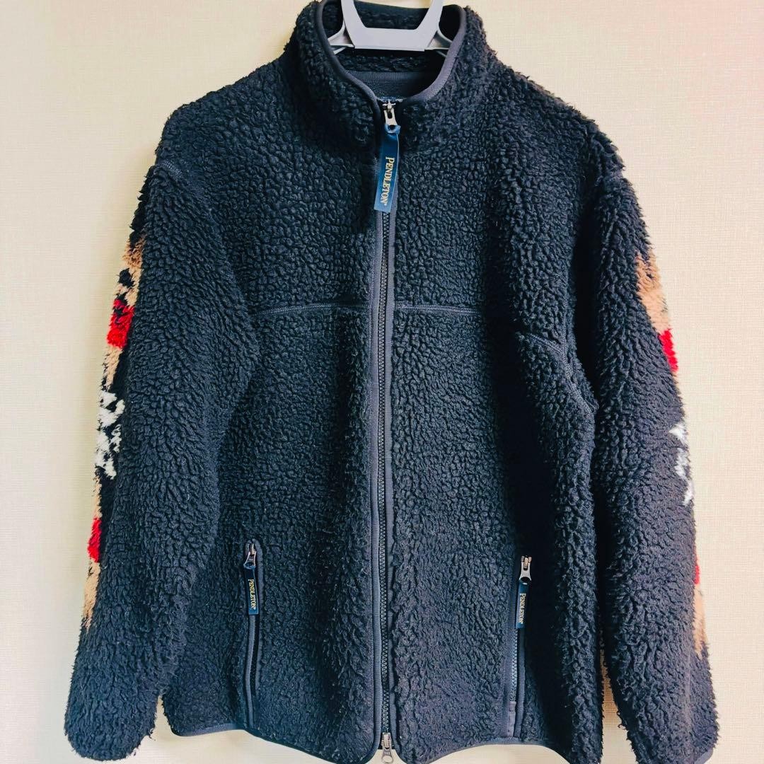Pendleton×BEAMS Boa Jacket M Black Wool Fleece Na… - image 3