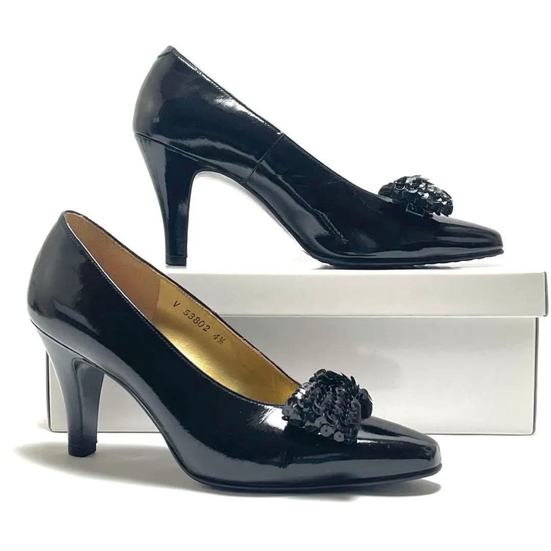 VALENTINO GARAVANI Pumps Size 22cm Black Enamel High Heels with Minor Wear thumbnail 4