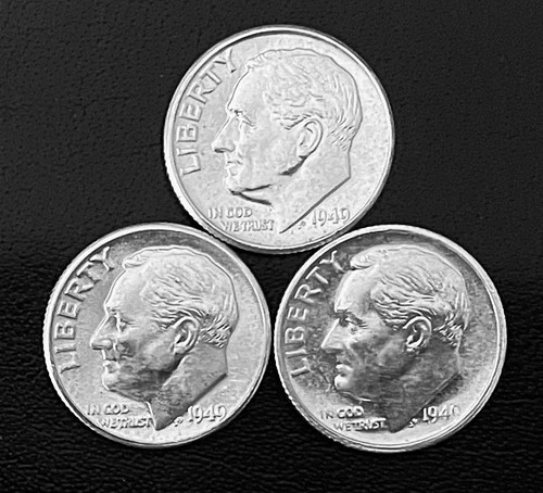 1949 P-D-S 10c SILVER Roosevelt Dimes  Year Set.  BU*BU*AU   (R247)