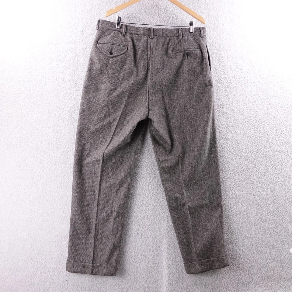 Polo Ralph Lauren Men Herringbone Pleated Wool Blend Trousers Pants 40x30 Gray - Image 3 of 4