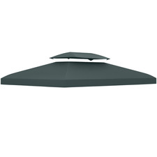 Outsunny 3x4m Gazebo Replacement Roof Canopy 2 Tier Top UV Cover Grey