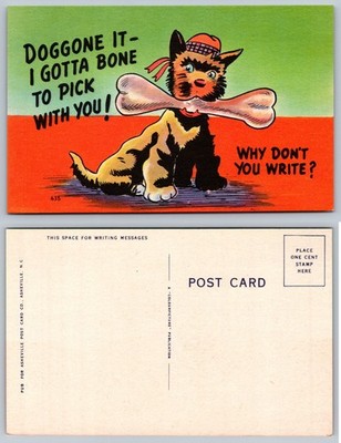 Cartoon Dog Bone Humor Postcard