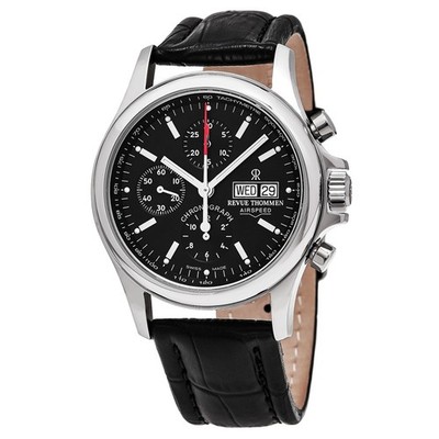 Revue Thommen Men's Pilot Leather Strap Chronograph Automatic Watch 17081.6534