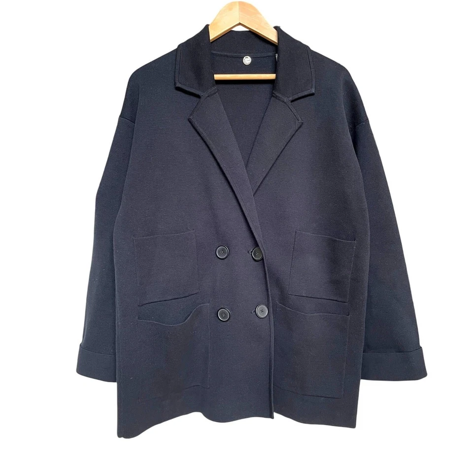 Blazer Margaret O’Leary Tejido M | Negro, Doble Pecho, Mezcla de Algodón Suave Foto 4 de 4