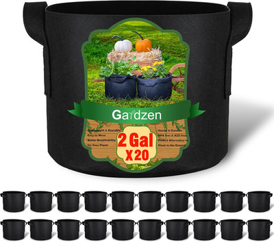 20-Pack 2 Gallon Grow Bags, Aeration Fabric Pots with Handles, Heavy Duty Plant 