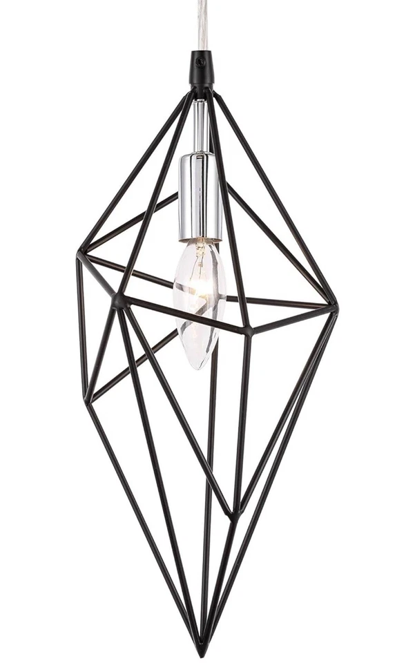 Woodbridge Lighting Lanning 1-Light Metal Mini-Pendant in Black/Chrome - Image 4 of 4