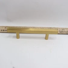 Square Modern Cabinet Handle Pull Stainless Steel Gold Brass 4" Centers