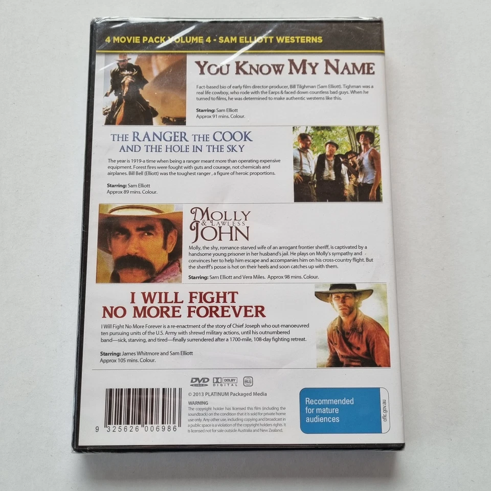 Sam Elliott | 4-Movie Collection (DVD, Region Free) Westerns (You Know My Name, - Image 2 of 4