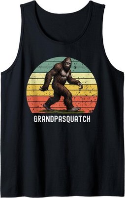 #ad Mens Grandpasquatch Funny Bigfoot Grandpa Retro Graphic Tank Top $34.99
