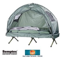 Semptec Campingliege: 4in1-Zelt mit Feldbett, Sommer-Schlafsack und Matratze