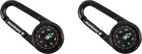 munkees Kompass-Karabiner Mit Thermometer 2Er-Set Schwarz