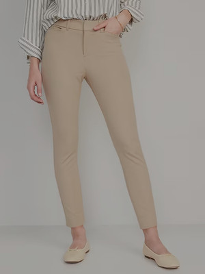 Old Navy Womens Pixie Chino Ankle Pants Cotton Skinny Leg Beige Khaki Size 4