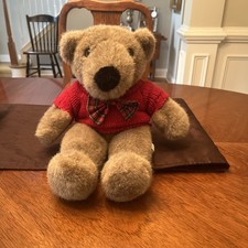 VGUC-VINTAGE-15 EDEN CHRISTMAS BROWN TEDDY BEAR PLUSH w/ Red Shirt