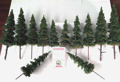 MOOSE CREEK TREES - Variety Pack #E - 12 pcs (6''x4)  (7''x4)  (8''x4) HO N Z scale