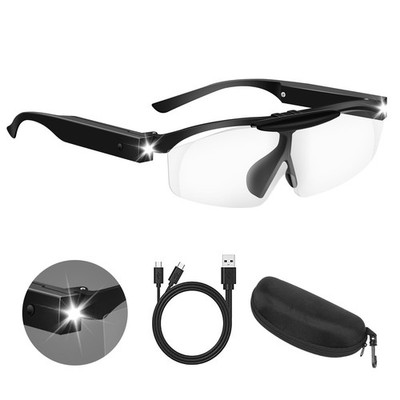 200% Magnifying Glasses with Light, Rechargeable Lighted Magnifying Eyewear,F...