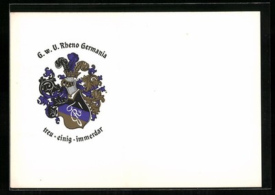 AK Würzburg, Burschenschaft G. w. U. Rheno Germania, Studentenwappen 