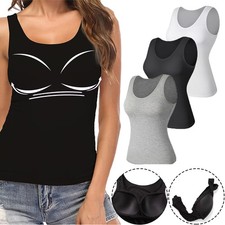 Women's Camisole with Built in Bra Sleeveless Cami Tank Tops Basic Cami Shirt