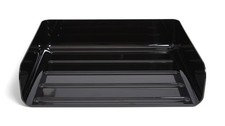 SideLoad Stackable Plastic Letter Tray Black Desktop Paper Document Organizer