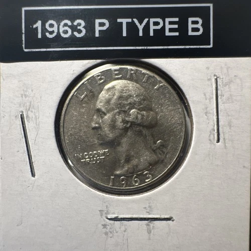 1963 (P) Washington Quarter 90% Silver UNC BU Rare Type B Reverse