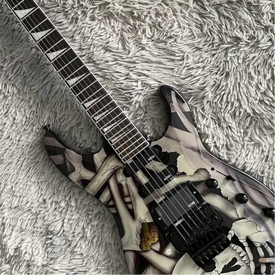 Smoking Skull Electric Guitar Factory 3EMG Pickups FR Bridge Black Parts fast