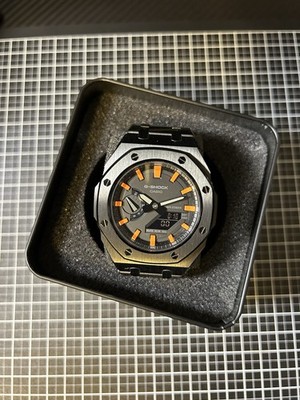 CasiOak  Orange Night  - Casio G-SHOCK GA2100 Mod - Herrenuhr 44mm Edelstahl