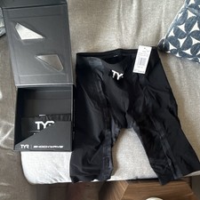 TYR Shockwave Camo Competitive Swim Jammer, Black, Men's Size 28