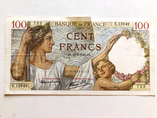 1940 France 100 Francs banknote