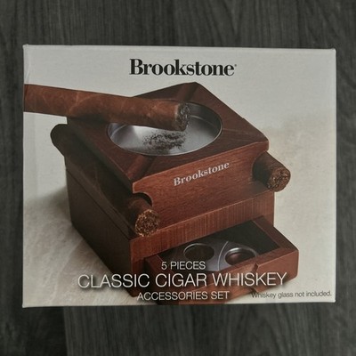 Brookstone 5-teiliges klassisches Zigarren Whisky Zubehör Set 