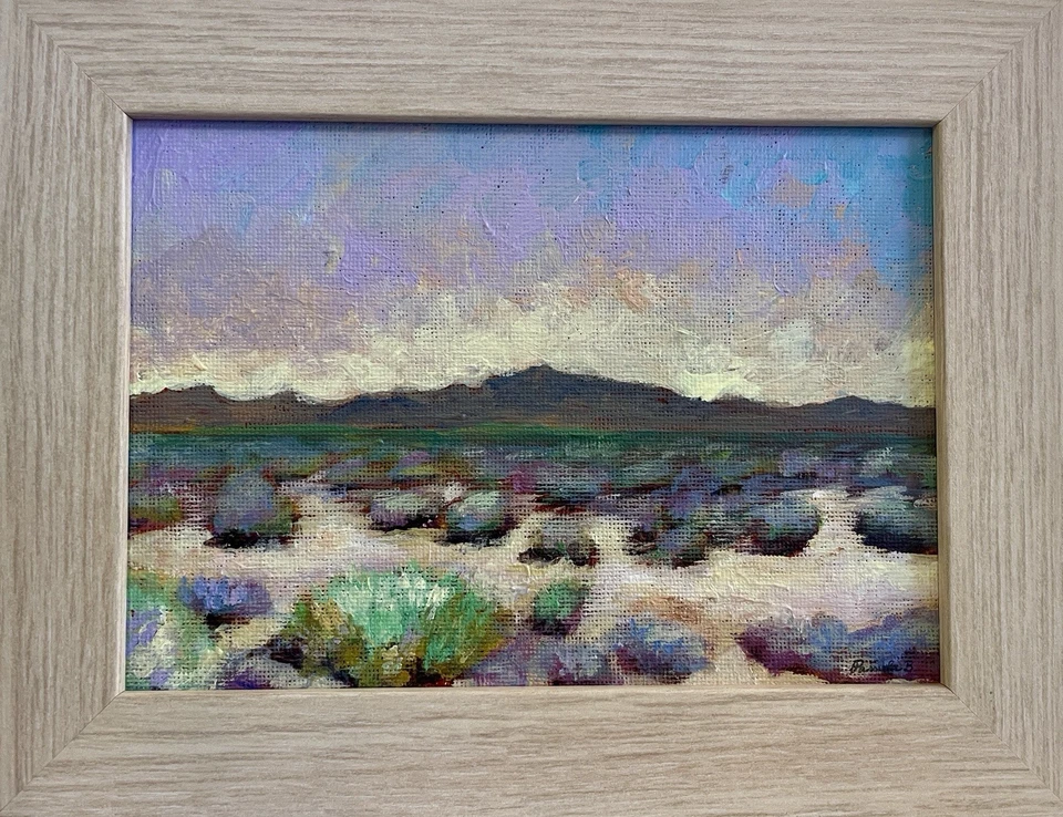 Utah Sagebrush Valley Morning 5x7 Original Desert Landscape Framed Painting - Image 4 of 4