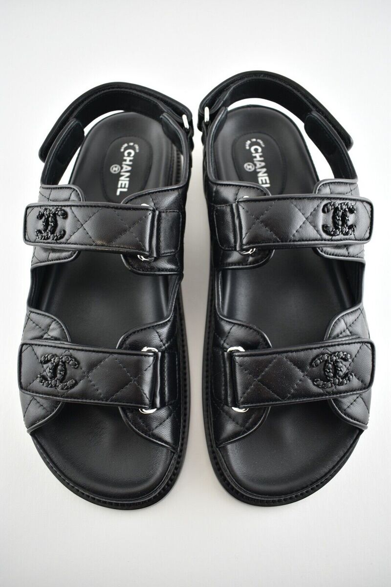 Dad sandals cloth flip flops Chanel Black size 39 EU in Cloth  23669084