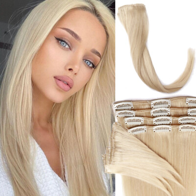 CLEARANCE 100% Human Hair Extensions 8 Pieces Clip In Real Remy Hair FULL HEAD