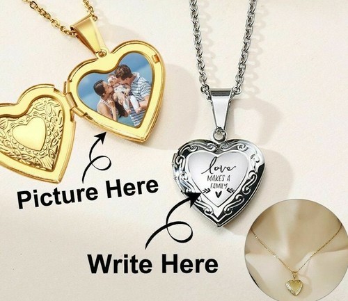 Heart Locket Pendant Family Gift 